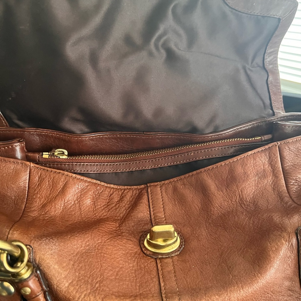 Coach Hampton Leather Carryall 15404
Brown Leather Handbag with Gold Accents - Picture 7 of 16